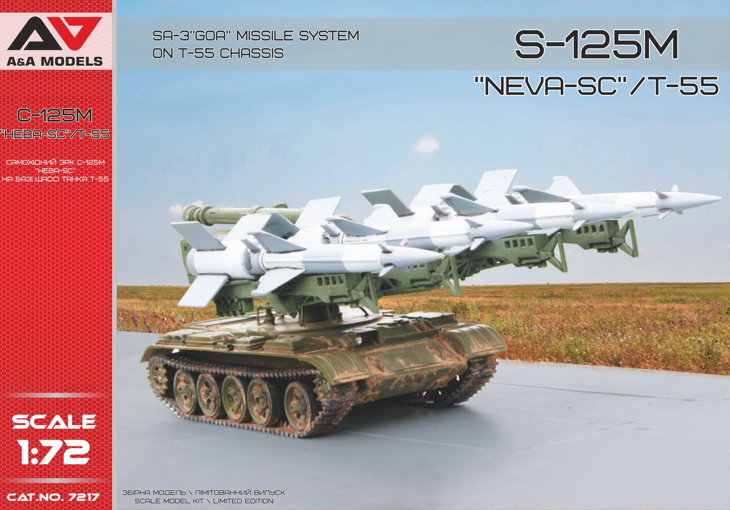 A & A Modèles 1/72 SA-3 "Goa S-125M" NEVA-SC" Système de missiles sur châssis T-55 # 